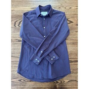 Mizzen + Main Men's Medium Trim Fit Lewaed Collection Long Sleeve Plaid Shirt‎